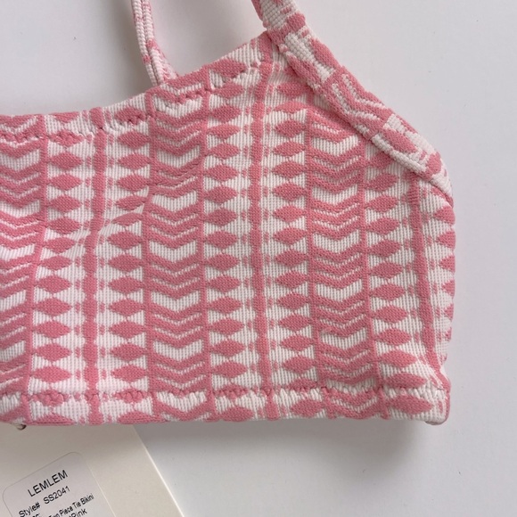 Lemlem | Geometric Print Lola Bikini Top Light Pink | Girls 6 Yrs - Picture 2 of 7